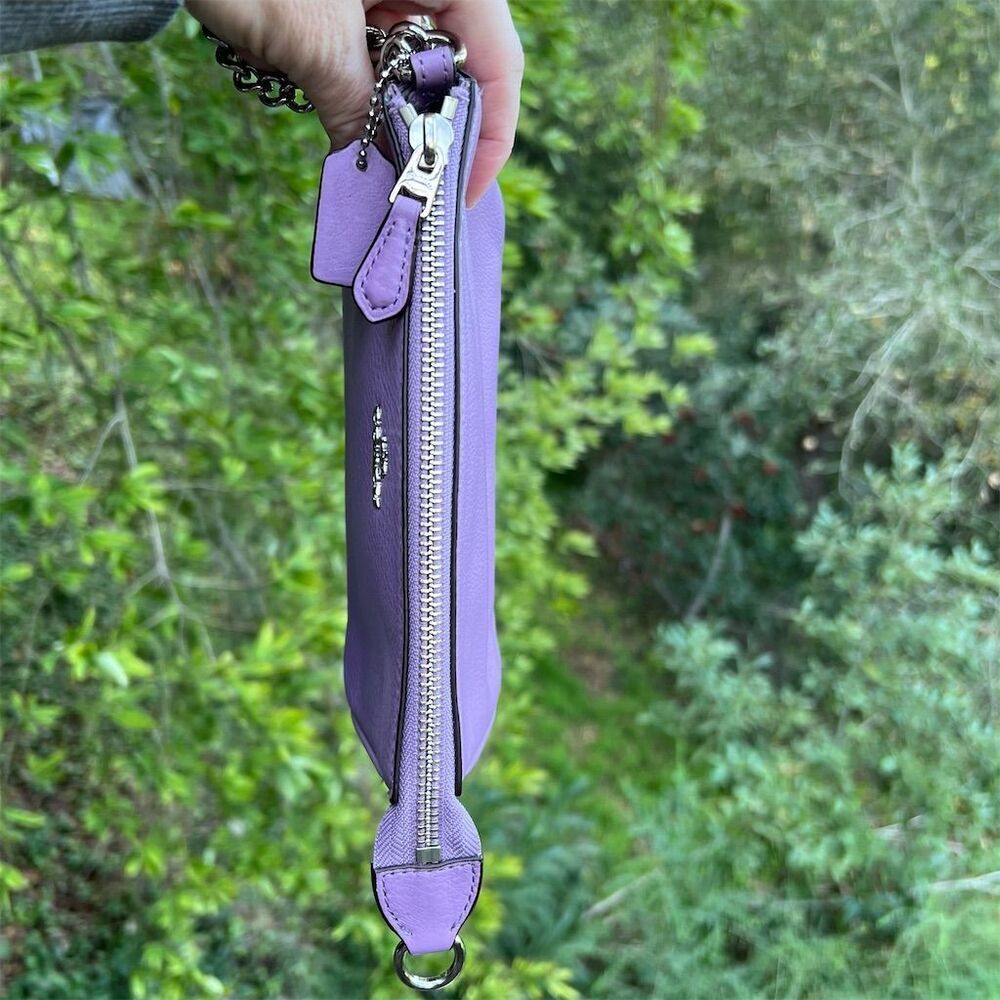 COACH Purple Pebble Leather Shoulder Bag Clutch w Silver Hardware AUTHENTIC - Picture 4 of 9